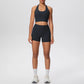 2picese Women Yoga Suit Solid Color High Waist Hip Push Up Fitness Shorts Sexy Pilates Backless Gym Hanging Neck Bra Yoga Set