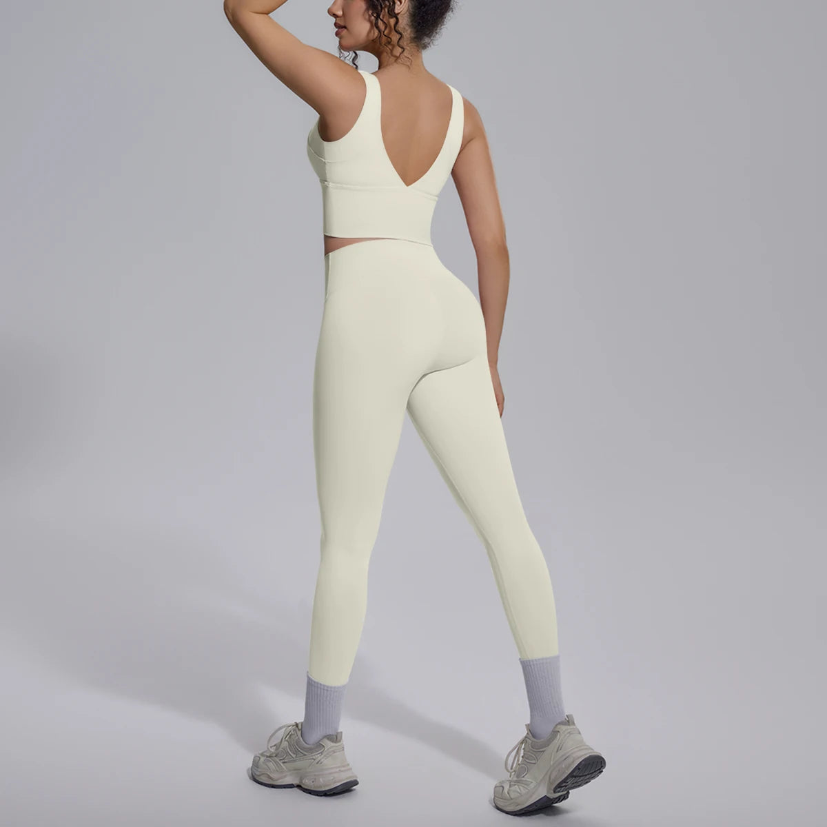 2PCS Yoga Set for Woman's Quick Drying Legging Outdoor Running Fitness Pants Summer Gym Backless Sports Bra with Chest Pad