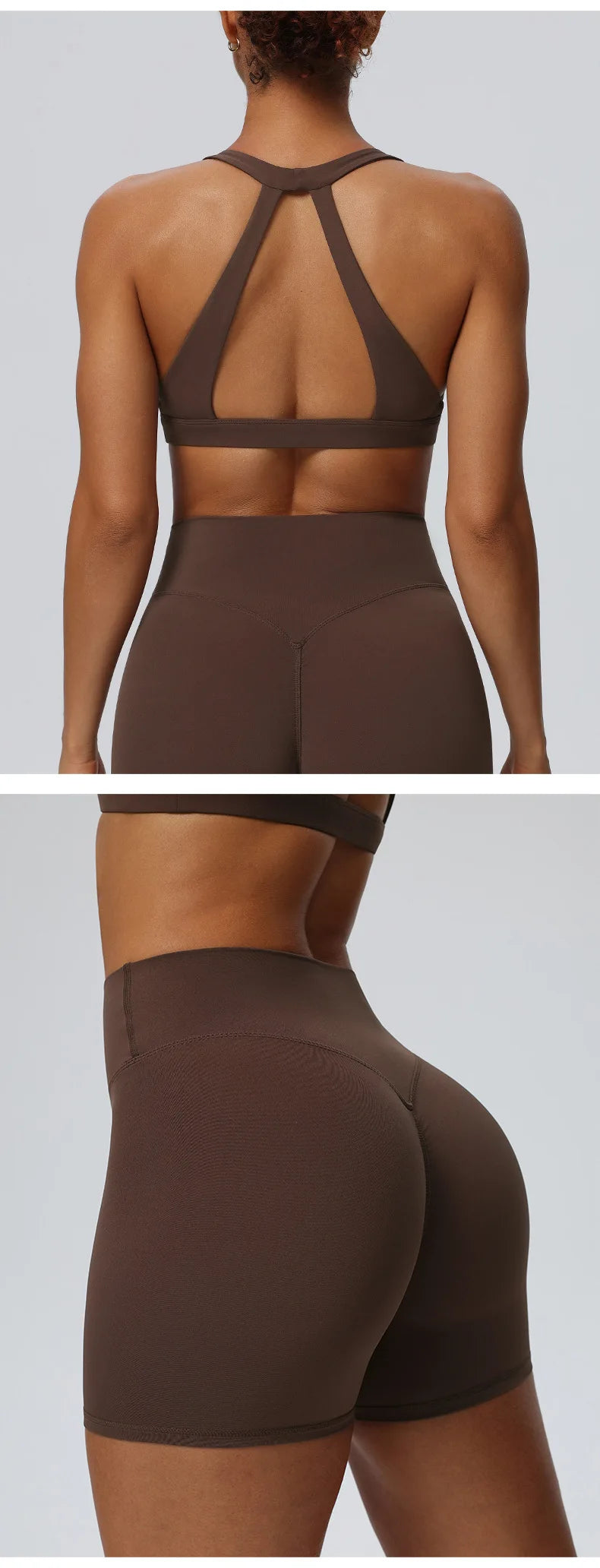 Women"s Sexy yoga suit set, women's neck hanging sports bra, hip lifting fitness shorts set Underwear without steel ring+pants
