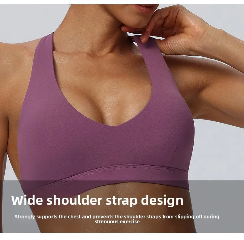 Women"s Sexy yoga suit set, women's neck hanging sports bra, hip lifting fitness shorts set Underwear without steel ring+pants