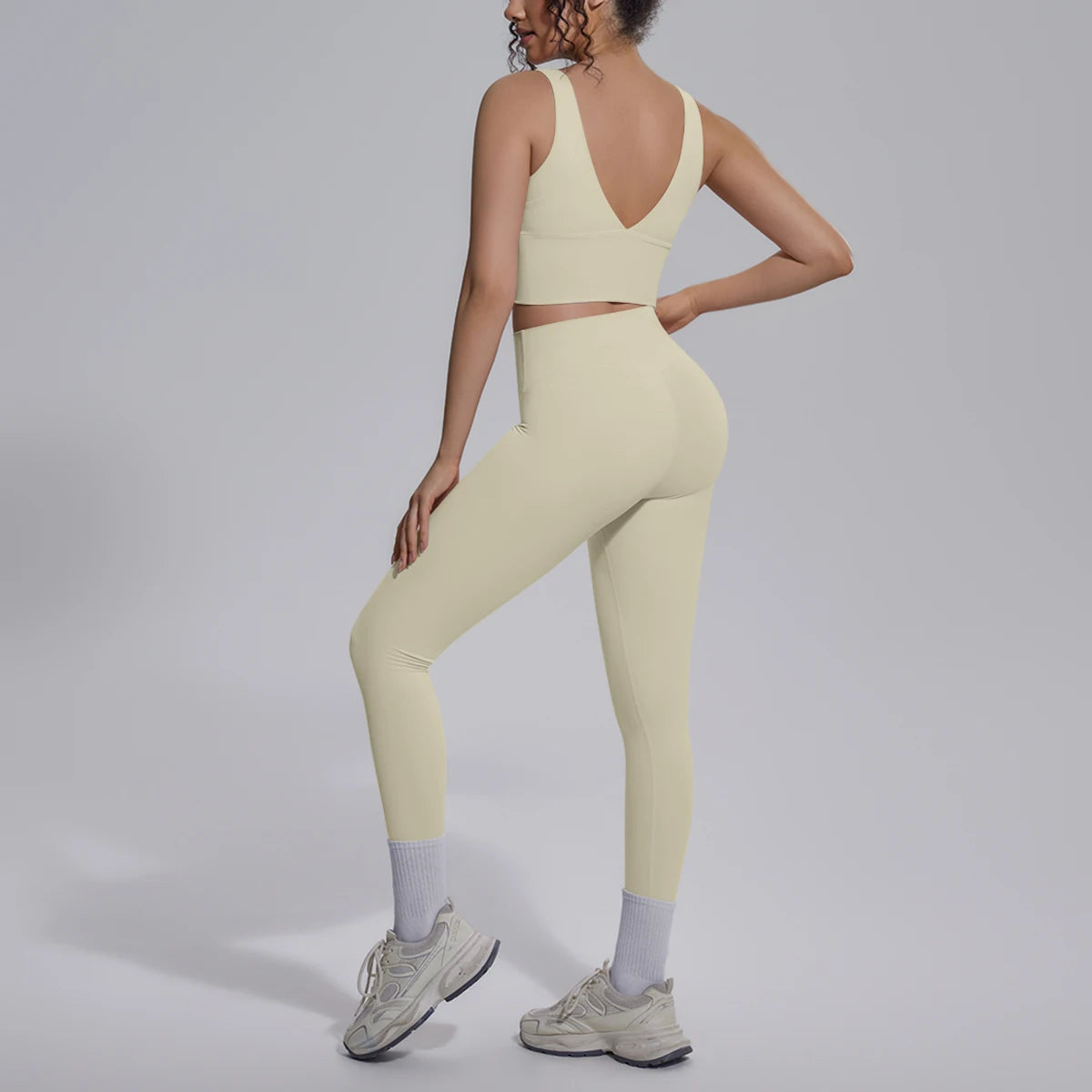 2PCS Yoga Set for Woman's Quick Drying Legging Outdoor Running Fitness Pants Summer Gym Backless Sports Bra with Chest Pad