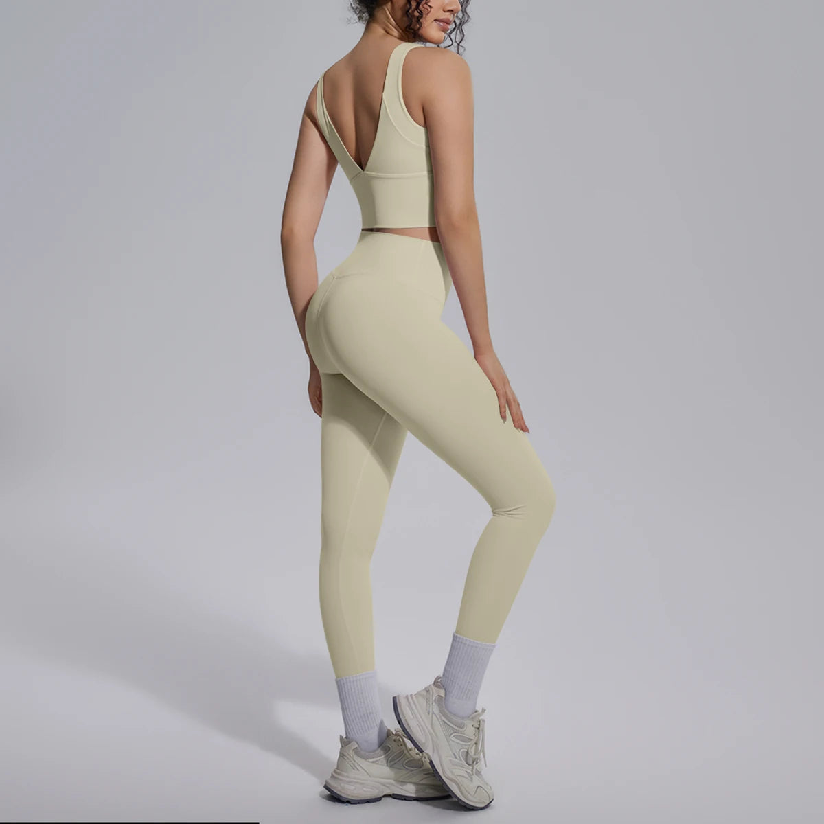 2PCS Yoga Set for Woman's Quick Drying Legging Outdoor Running Fitness Pants Summer Gym Backless Sports Bra with Chest Pad