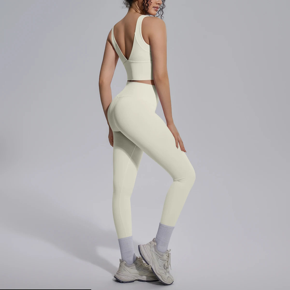 2PCS Yoga Set for Woman's Quick Drying Legging Outdoor Running Fitness Pants Summer Gym Backless Sports Bra with Chest Pad