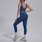 2PCS Yoga Set for Woman's Quick Drying Legging Outdoor Running Fitness Pants Summer Gym Backless Sports Bra with Chest Pad