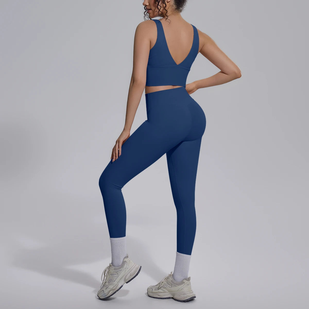 2PCS Yoga Set for Woman's Quick Drying Legging Outdoor Running Fitness Pants Summer Gym Backless Sports Bra with Chest Pad