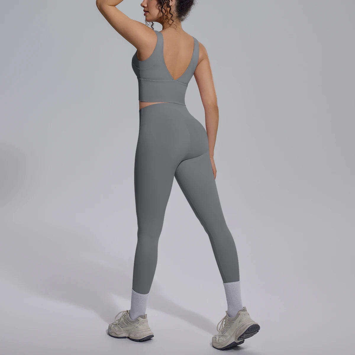 2PCS Yoga Set for Woman's Quick Drying Legging Outdoor Running Fitness Pants Summer Gym Backless Sports Bra with Chest Pad