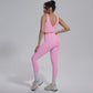 2PCS Yoga Set for Woman's Quick Drying Legging Outdoor Running Fitness Pants Summer Gym Backless Sports Bra with Chest Pad