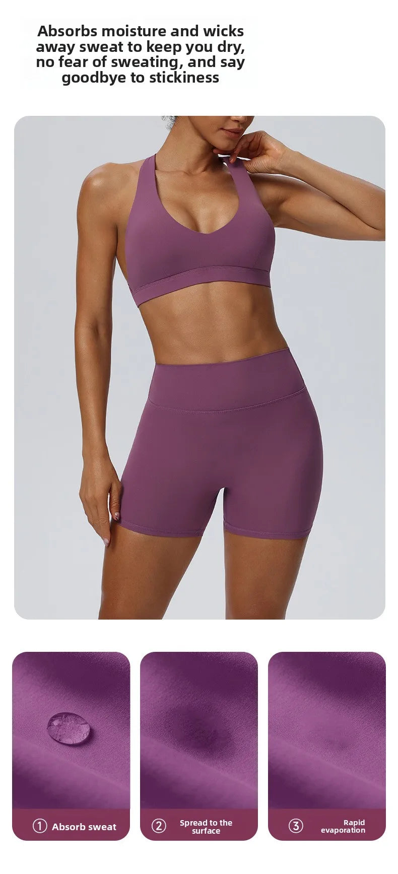 Women"s Sexy yoga suit set, women's neck hanging sports bra, hip lifting fitness shorts set Underwear without steel ring+pants