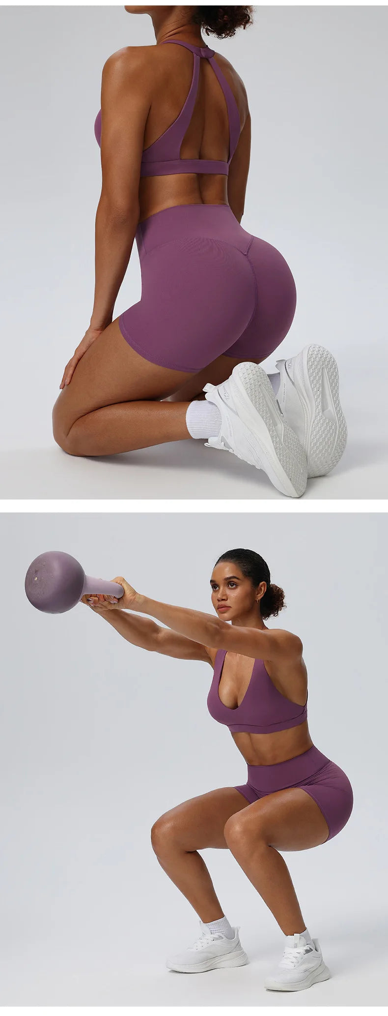 Women"s Sexy yoga suit set, women's neck hanging sports bra, hip lifting fitness shorts set Underwear without steel ring+pants