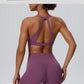 Women"s Sexy yoga suit set, women's neck hanging sports bra, hip lifting fitness shorts set Underwear without steel ring+pants