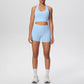2picese Women Yoga Suit Solid Color High Waist Hip Push Up Fitness Shorts Sexy Pilates Backless Gym Hanging Neck Bra Yoga Set