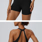 Women"s Sexy yoga suit set, women's neck hanging sports bra, hip lifting fitness shorts set Underwear without steel ring+pants