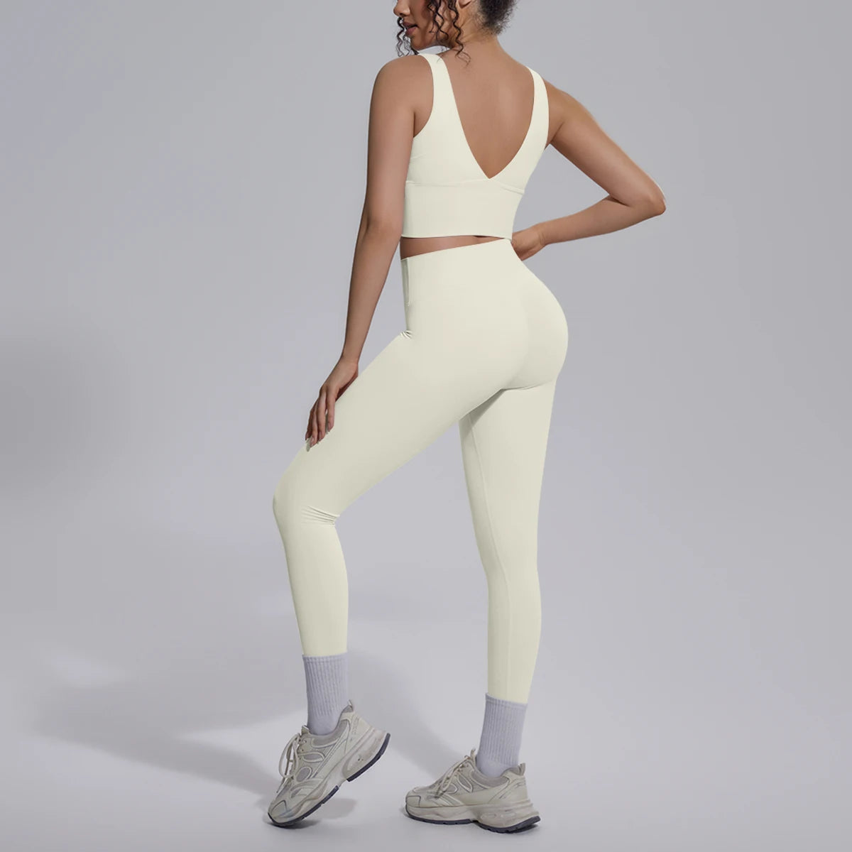 2PCS Yoga Set for Woman's Quick Drying Legging Outdoor Running Fitness Pants Summer Gym Backless Sports Bra with Chest Pad