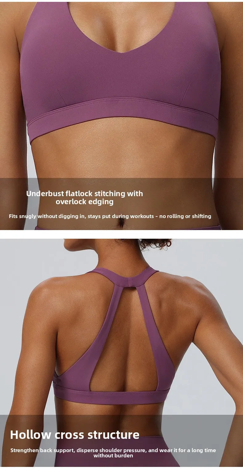 Women"s Sexy yoga suit set, women's neck hanging sports bra, hip lifting fitness shorts set Underwear without steel ring+pants