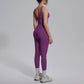 2PCS Yoga Set for Woman's Quick Drying Legging Outdoor Running Fitness Pants Summer Gym Backless Sports Bra with Chest Pad
