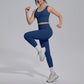 2PCS Yoga Set for Woman's Quick Drying Legging Outdoor Running Fitness Pants Summer Gym Backless Sports Bra with Chest Pad