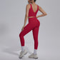 2PCS Yoga Set for Woman's Quick Drying Legging Outdoor Running Fitness Pants Summer Gym Backless Sports Bra with Chest Pad