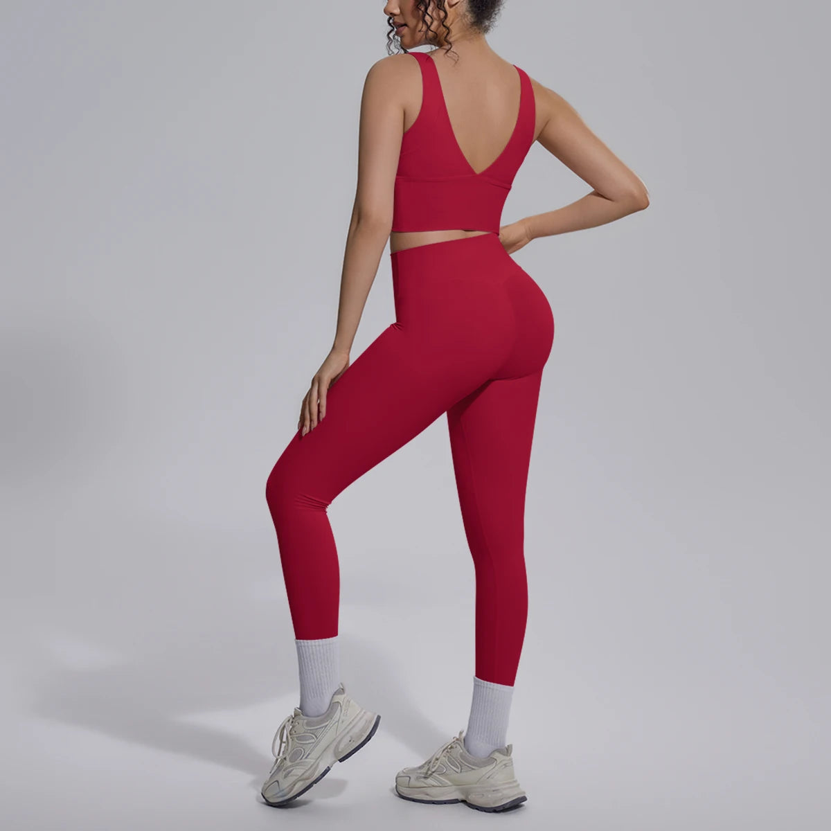 2PCS Yoga Set for Woman's Quick Drying Legging Outdoor Running Fitness Pants Summer Gym Backless Sports Bra with Chest Pad