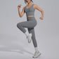 2PCS Yoga Set for Woman's Quick Drying Legging Outdoor Running Fitness Pants Summer Gym Backless Sports Bra with Chest Pad