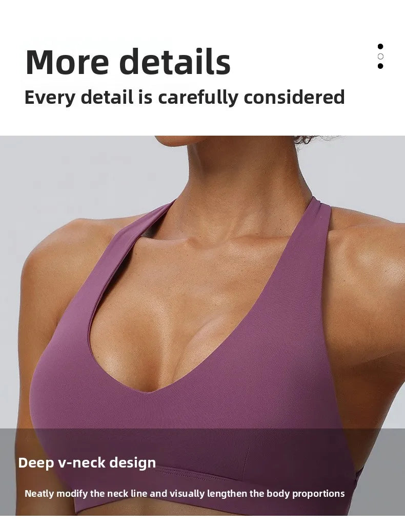 Women"s Sexy yoga suit set, women's neck hanging sports bra, hip lifting fitness shorts set Underwear without steel ring+pants