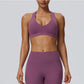 Women"s Sexy yoga suit set, women's neck hanging sports bra, hip lifting fitness shorts set Underwear without steel ring+pants