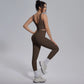 2PCS Yoga Set for Woman's Quick Drying Legging Outdoor Running Fitness Pants Summer Gym Backless Sports Bra with Chest Pad