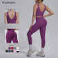 2PCS Yoga Set for Woman's Quick Drying Legging Outdoor Running Fitness Pants Summer Gym Backless Sports Bra with Chest Pad