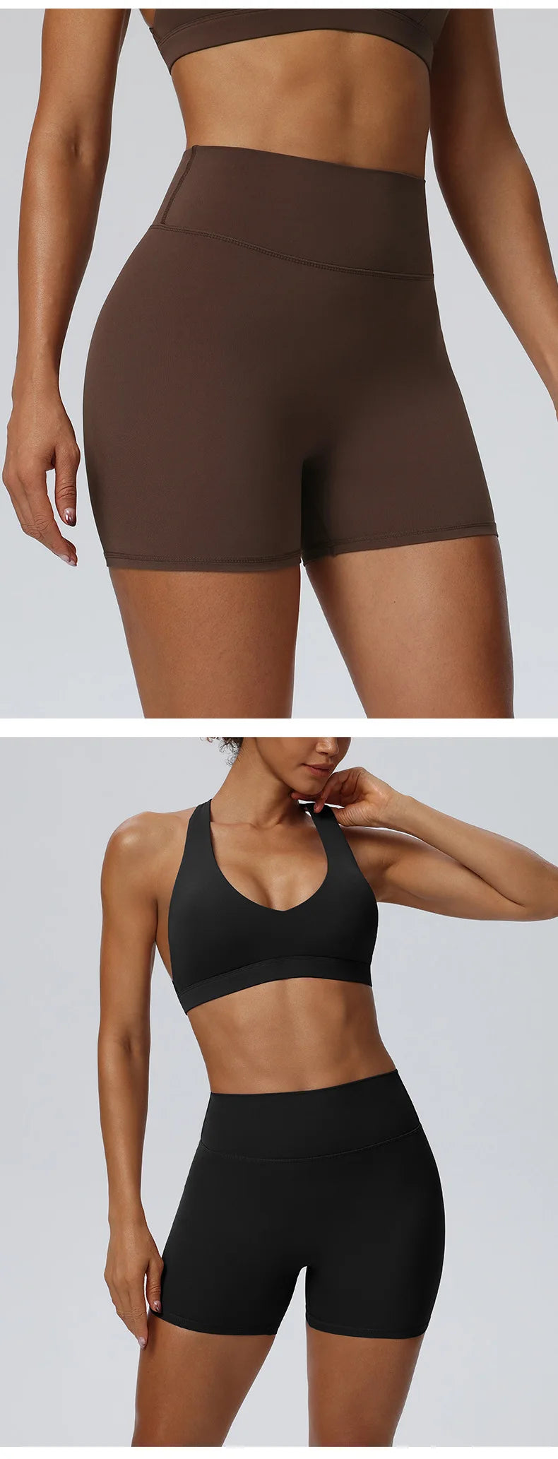 Women"s Sexy yoga suit set, women's neck hanging sports bra, hip lifting fitness shorts set Underwear without steel ring+pants