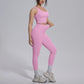 2PCS Yoga Set for Woman's Quick Drying Legging Outdoor Running Fitness Pants Summer Gym Backless Sports Bra with Chest Pad