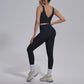 2PCS Yoga Set for Woman's Quick Drying Legging Outdoor Running Fitness Pants Summer Gym Backless Sports Bra with Chest Pad