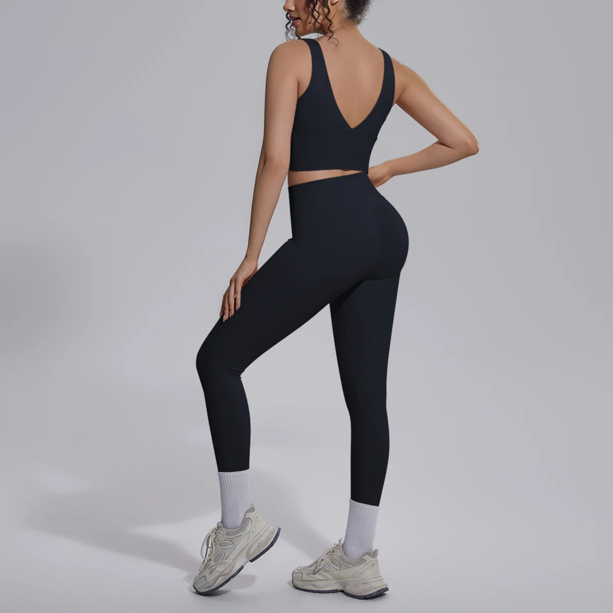 2PCS Yoga Set for Woman's Quick Drying Legging Outdoor Running Fitness Pants Summer Gym Backless Sports Bra with Chest Pad