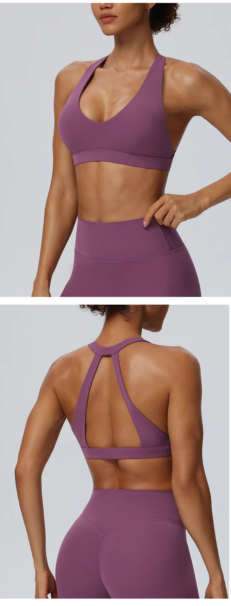 Women"s Sexy yoga suit set, women's neck hanging sports bra, hip lifting fitness shorts set Underwear without steel ring+pants